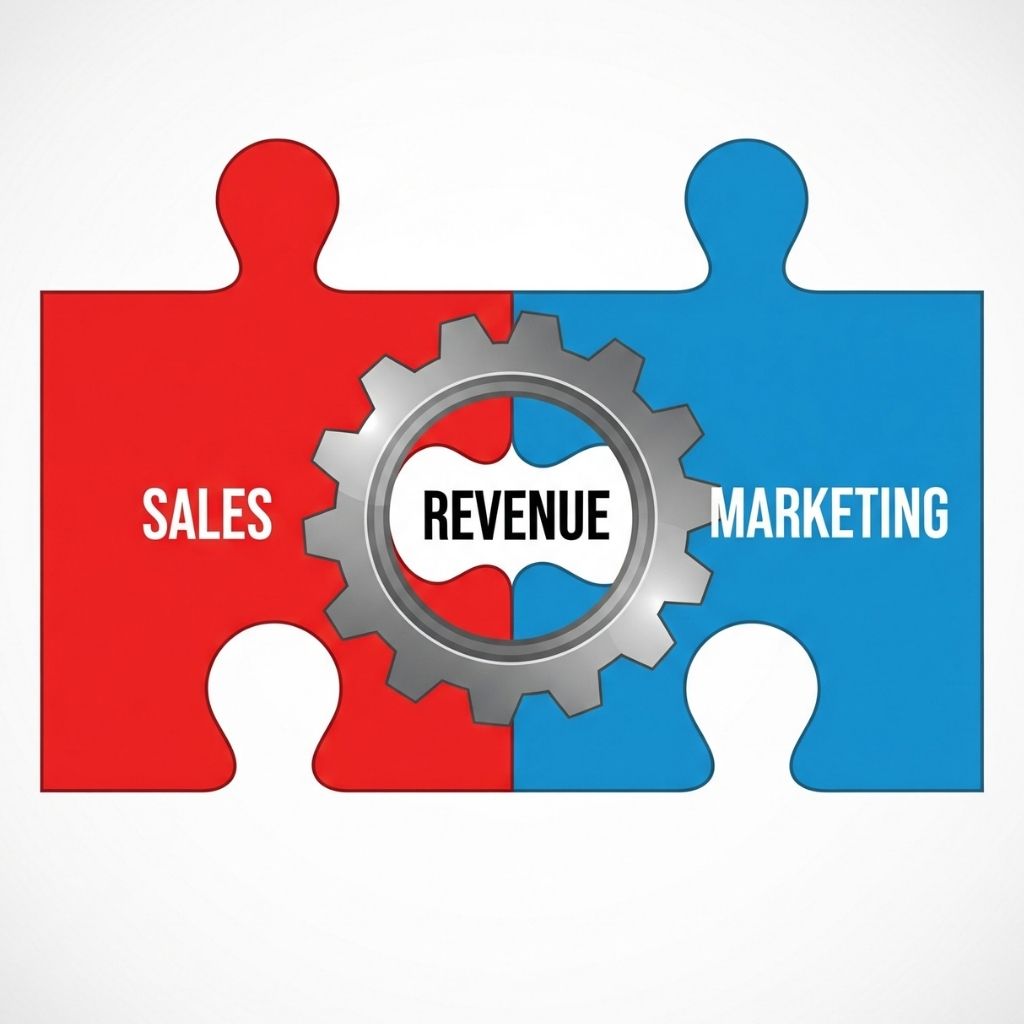 A graphic showing two puzzle pieces labeled 