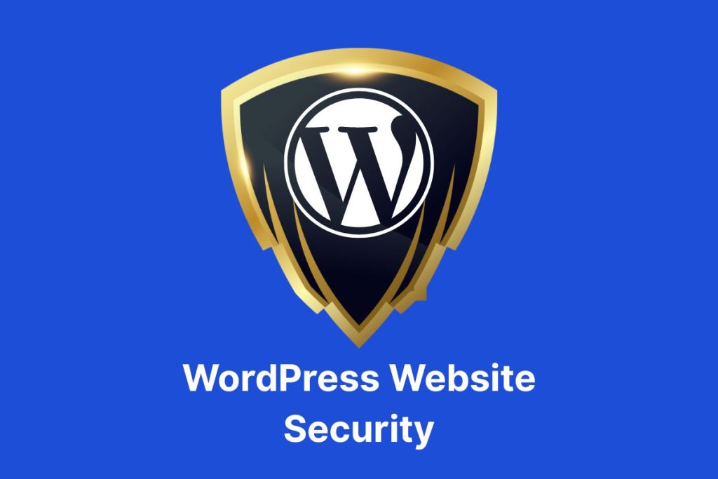 A graphic of a shield protecting a WordPress logo, with the text "WordPress Website Security
